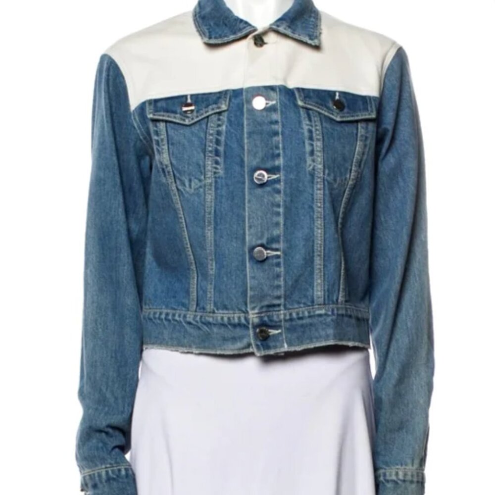 Lamarque Blue Jean and Cream Leather Jacket